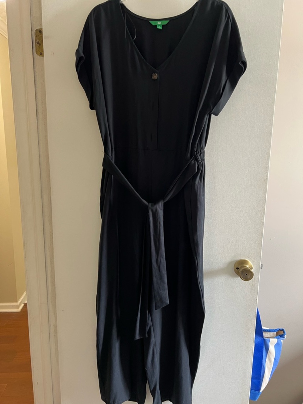 dip Black V-Neck Belted Jumpsuit